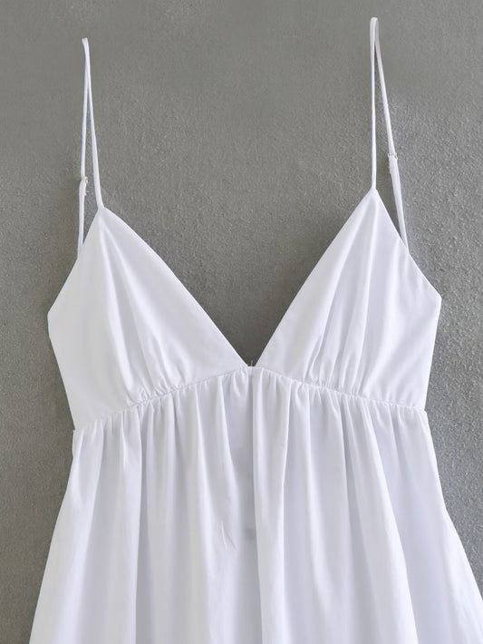 💎 Coastal Breeze White Backless Maxi Dress