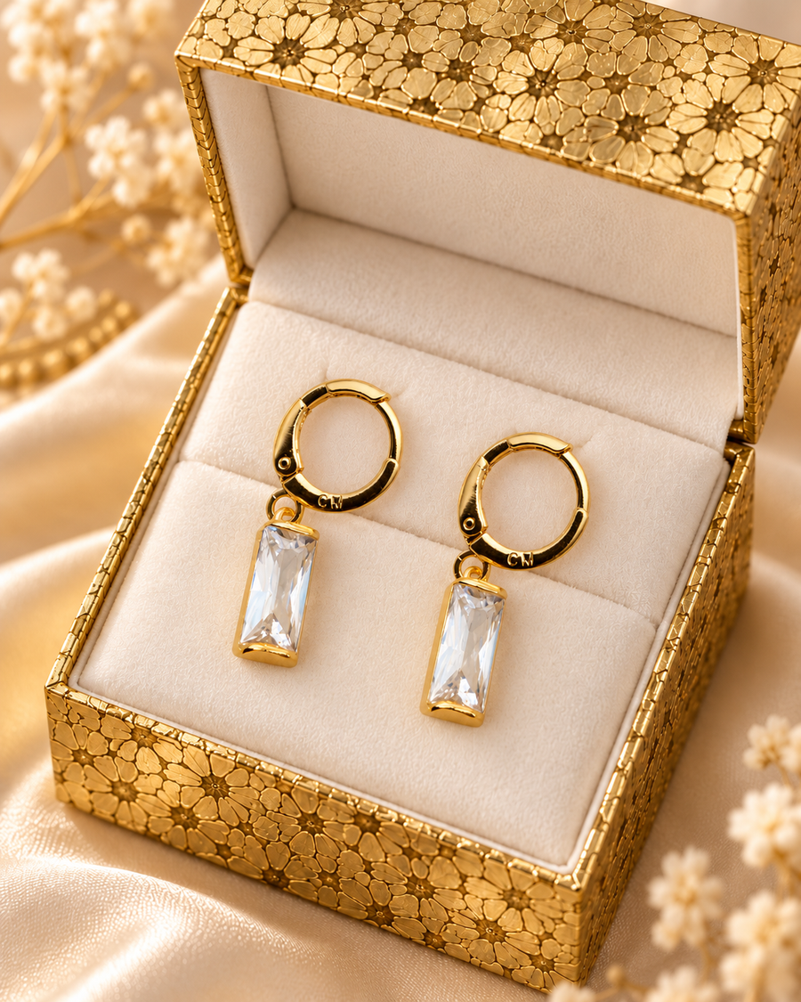 🛍️ Maison Alti’s Crystal Radiance Rectangle Drop Earrings