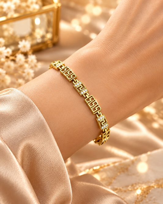 Maison Alti’s Golden Elegance Greek Key Crystal Bracelet — product image 2
