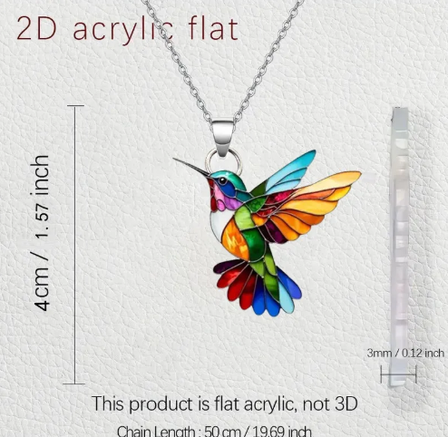 💎 Colorful Hummingbird Drop Earrings & Necklace Set