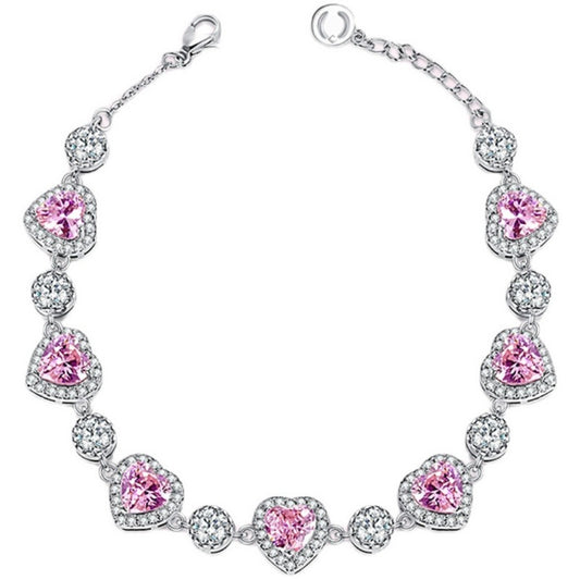 💎 Heart-Shaped Platinum Bracelet