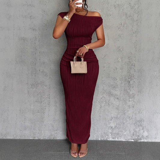 🦋 Ripple Elegance Off-Shoulder Dress