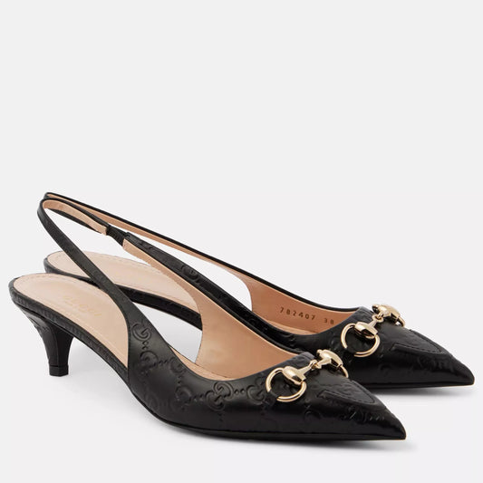 🌀 Gucci Horsebit Leather Slingback Pumps