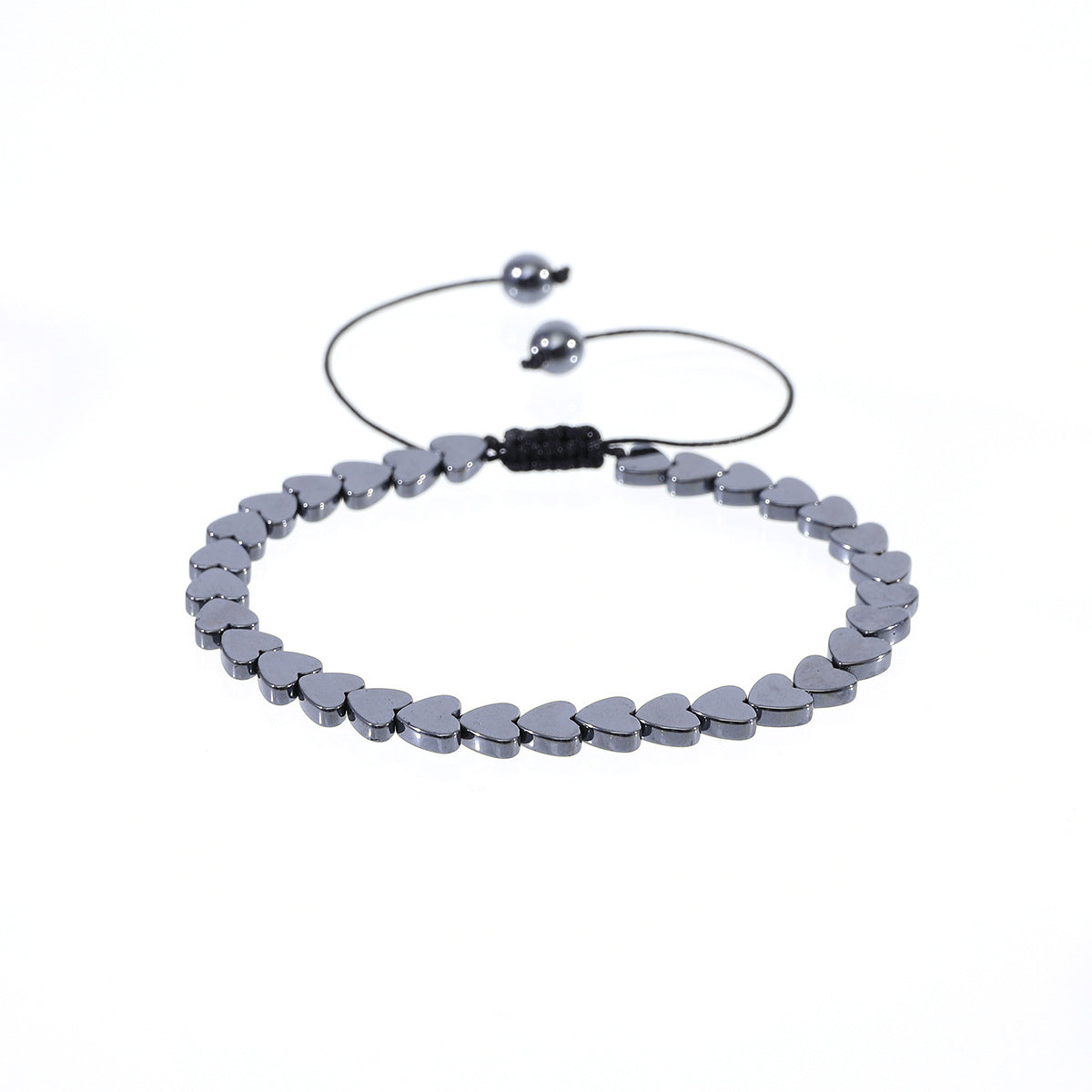 💎 Men's Black Stone Heart Bracelet
