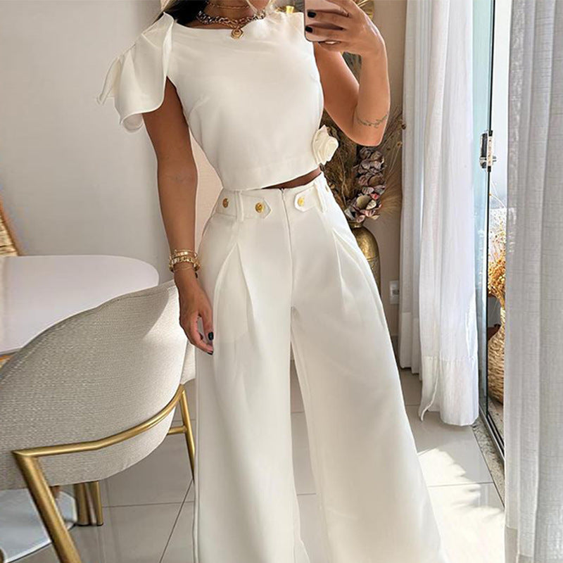 💎 Elegant Wide-Leg Pants & Top Set