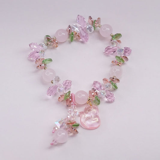💎 Pink Crystal Heart Bracelet