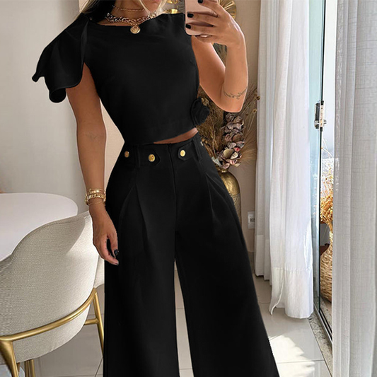 💎 Elegant Wide-Leg Pants & Top Set