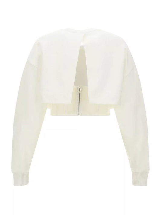 🌀 Alexander McQueen Cotton Crop Sweatshirt with Embroidered Bodice
