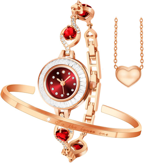 💎 Elegant Heart Watch & Bracelet Set