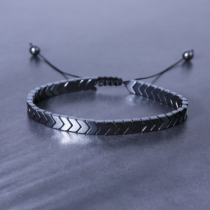 💎 Men's Black Stone Heart Bracelet