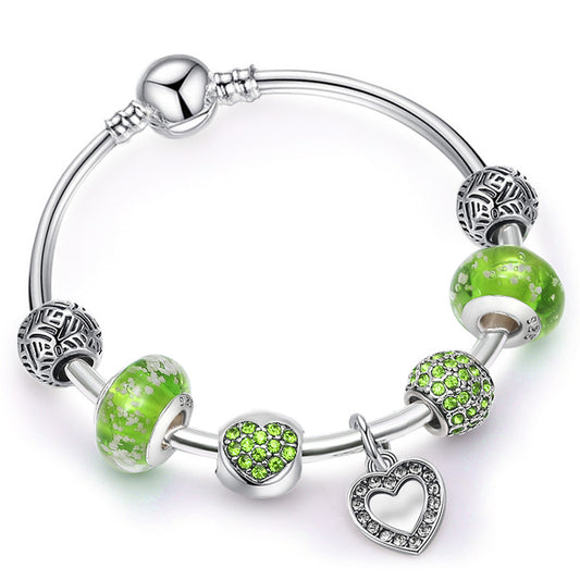 💎 Silver Heart Beaded Bracelet