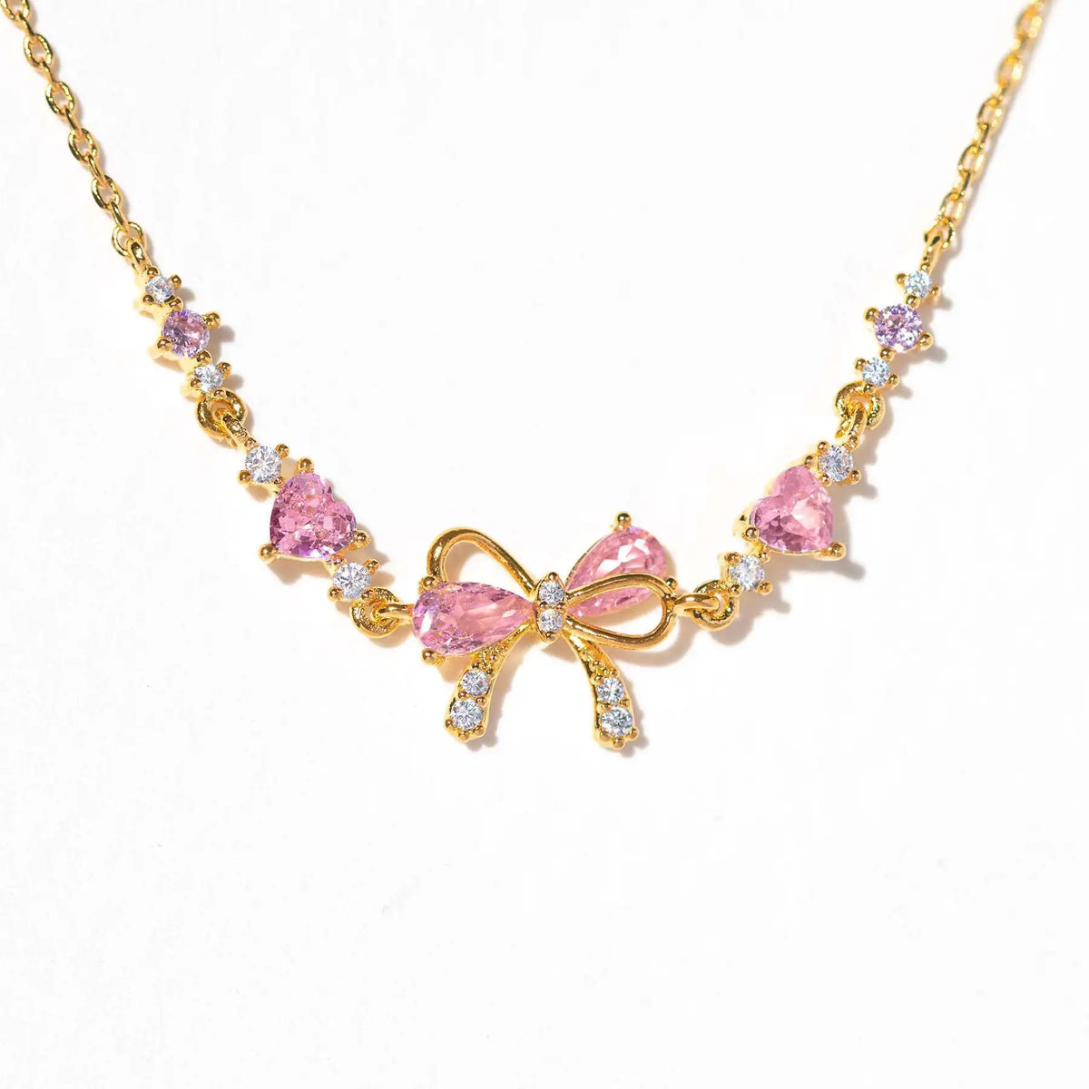 💎 Pink Zircon Heart Bow Bracelet