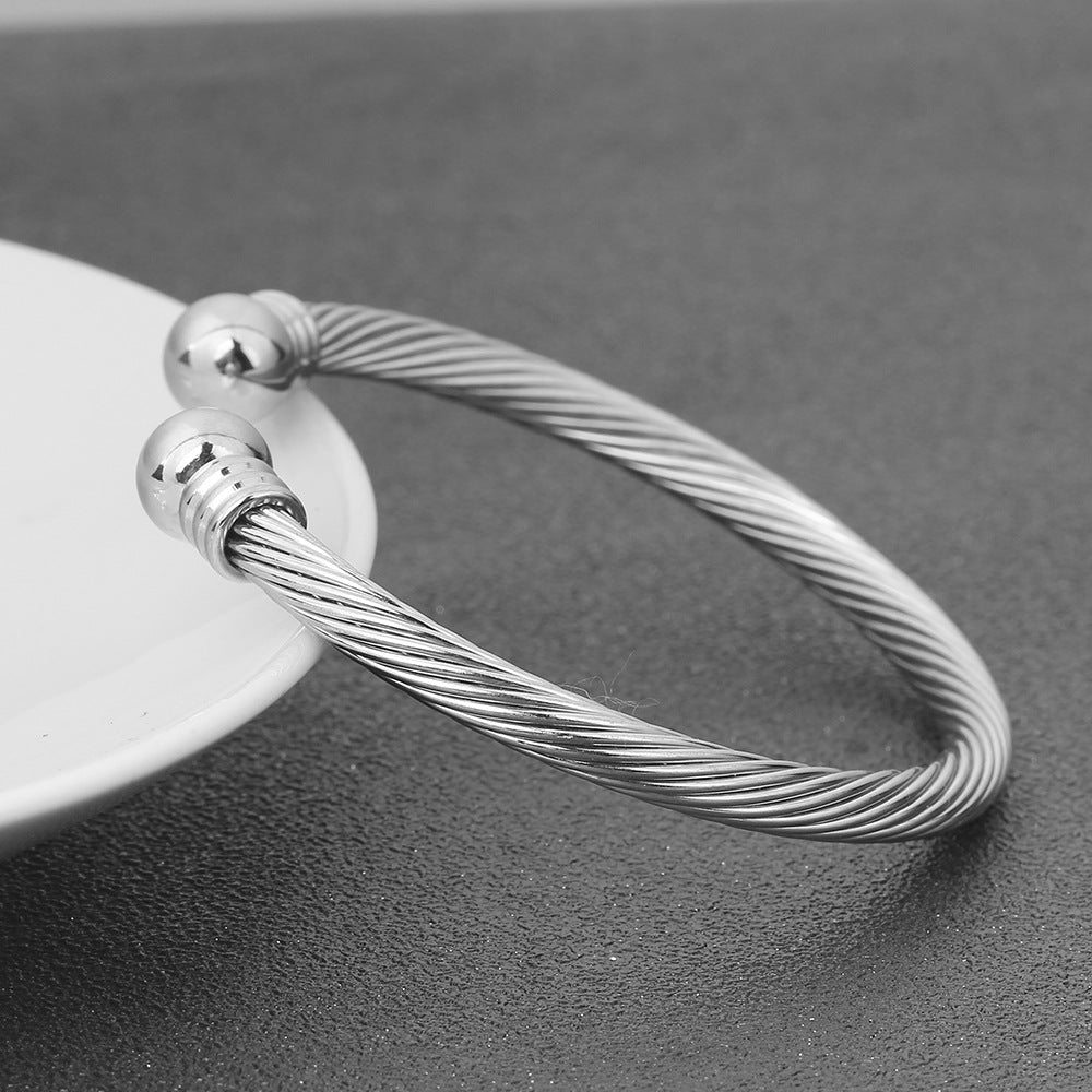 💎 Silver & Gold Cable Cuff Bracelet