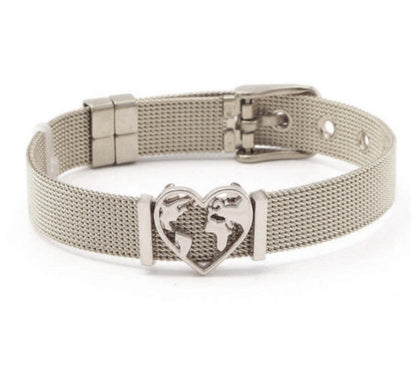 💎 World Map Stainless Steel Bracelet
