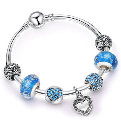 💎 Silver Heart Beaded Bracelet