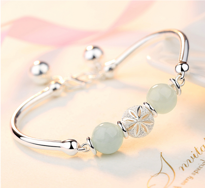 💎 Jade Beaded Open Bangle