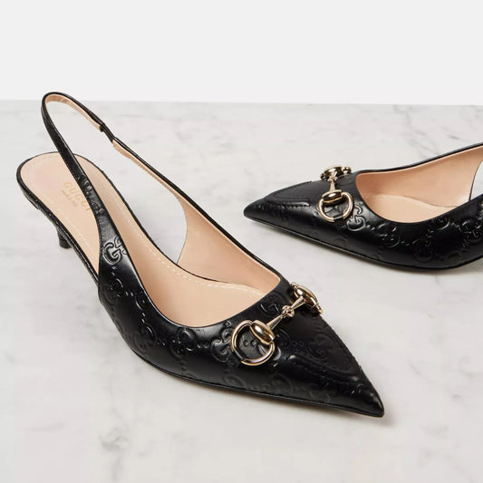 Gucci Horsebit Leather Slingback Pumps