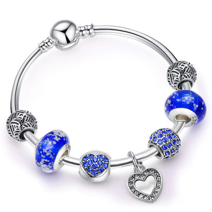 💎 Silver Heart Beaded Bracelet