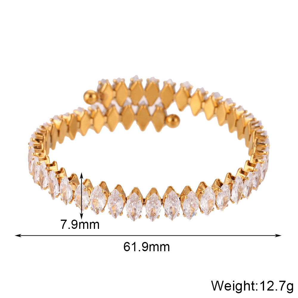 💎 Elegant Gold Crystal Bangle & Ring Set