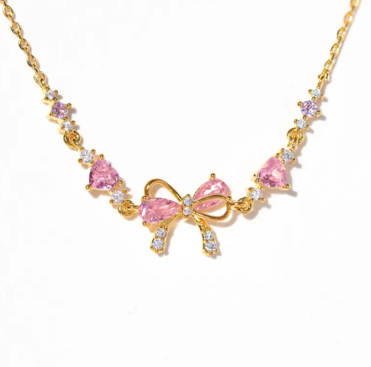 💎 Delicate Zircon Heart Bow Bracelet