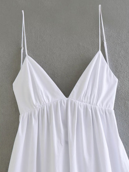 💎 Coastal Breeze White Backless Maxi Dress