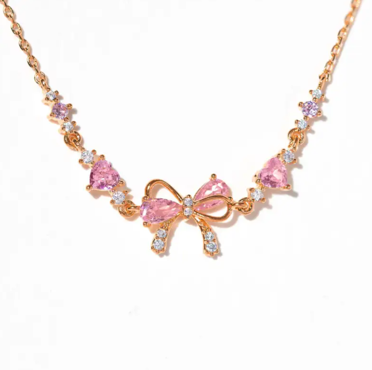 💎 Delicate Zircon Heart Bow Bracelet