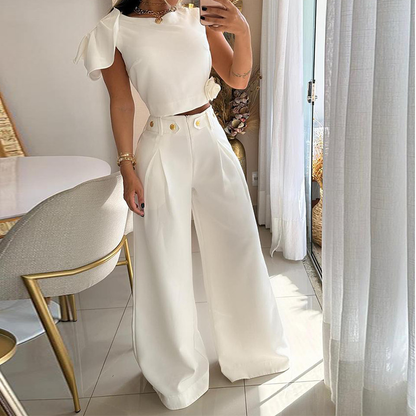 💎 Elegant Wide-Leg Pants & Top Set