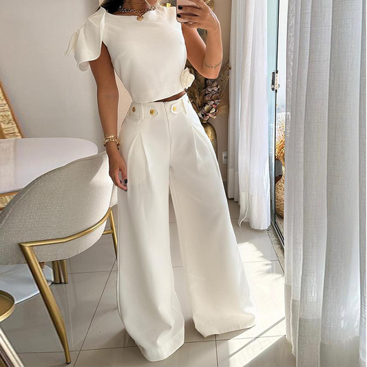 💎 Elegant Wide-Leg Pants & Top Set