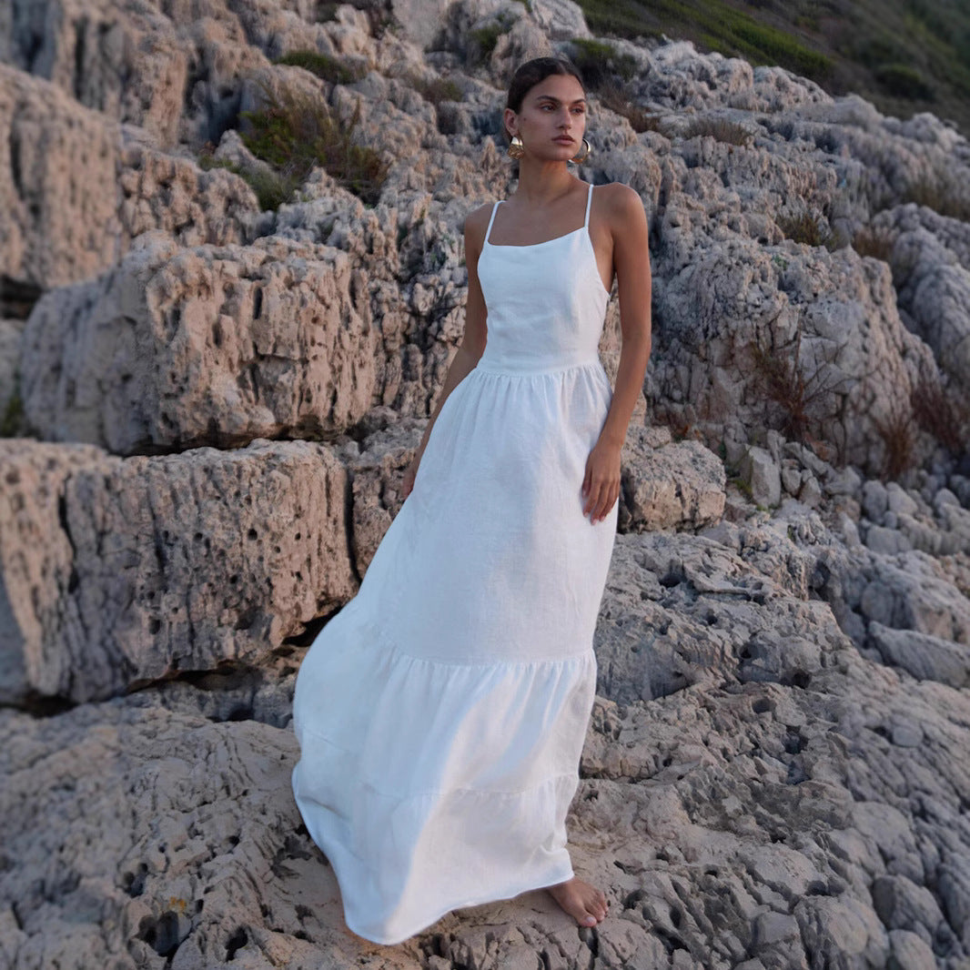 🦋 Coastal Muse Maxi Dress White