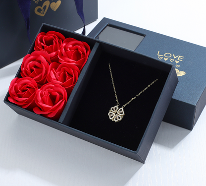 💎 Four-Leaf Clover & Heart Jewelry Set