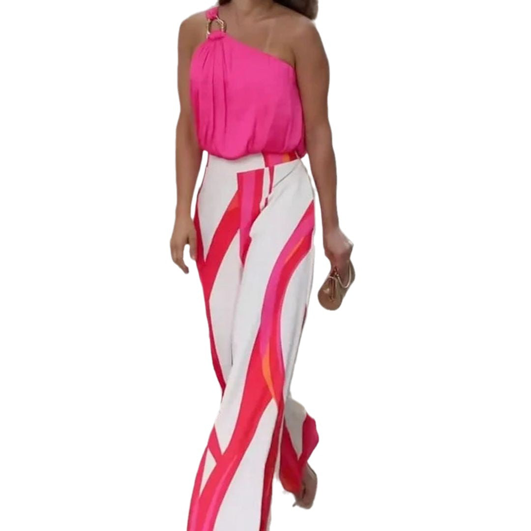 💎 Chic Striped Wide-Leg Pants & Halter Top Set