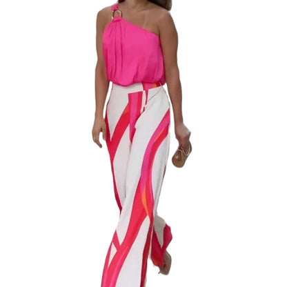 💎 Chic Striped Wide-Leg Pants & Halter Top Set