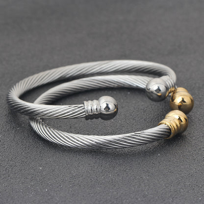 💎 Silver & Gold Cable Cuff Bracelet