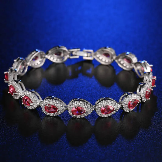 💎 Sterling Silver Colorful Heart Bracelet