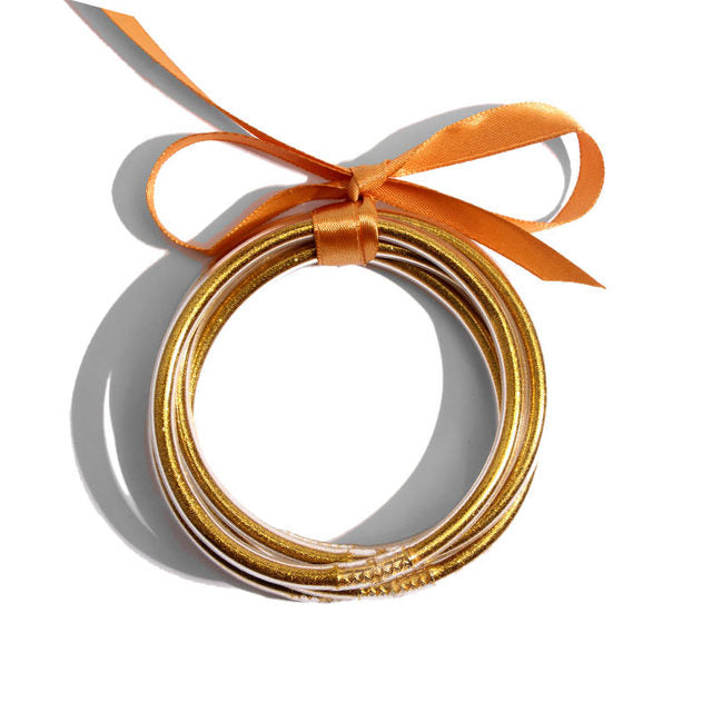 💎 Gold & Silver Glitter Bangle Set – 5 Pieces