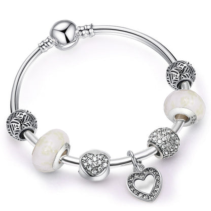 💎 Silver Heart Beaded Bracelet