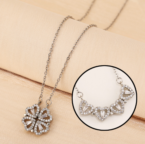 💎 Four-Leaf Clover & Heart Jewelry Set