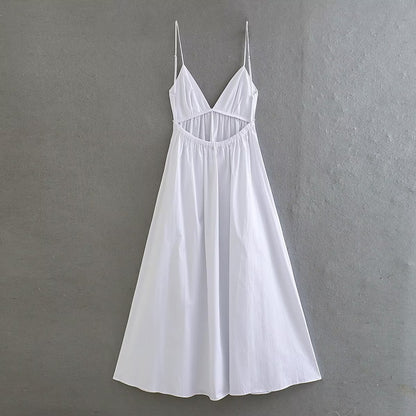💎 Coastal Breeze White Backless Maxi Dress