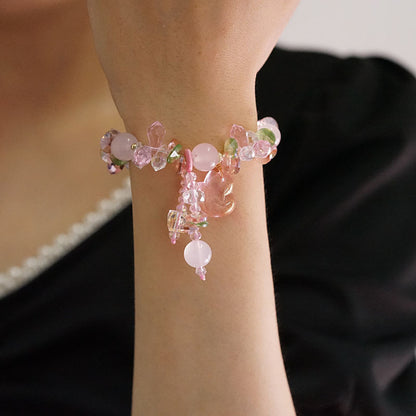 💎 Pink Crystal Heart Bracelet