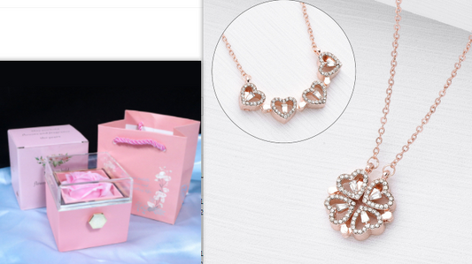 💎 Four-Leaf Clover & Heart Jewelry Set