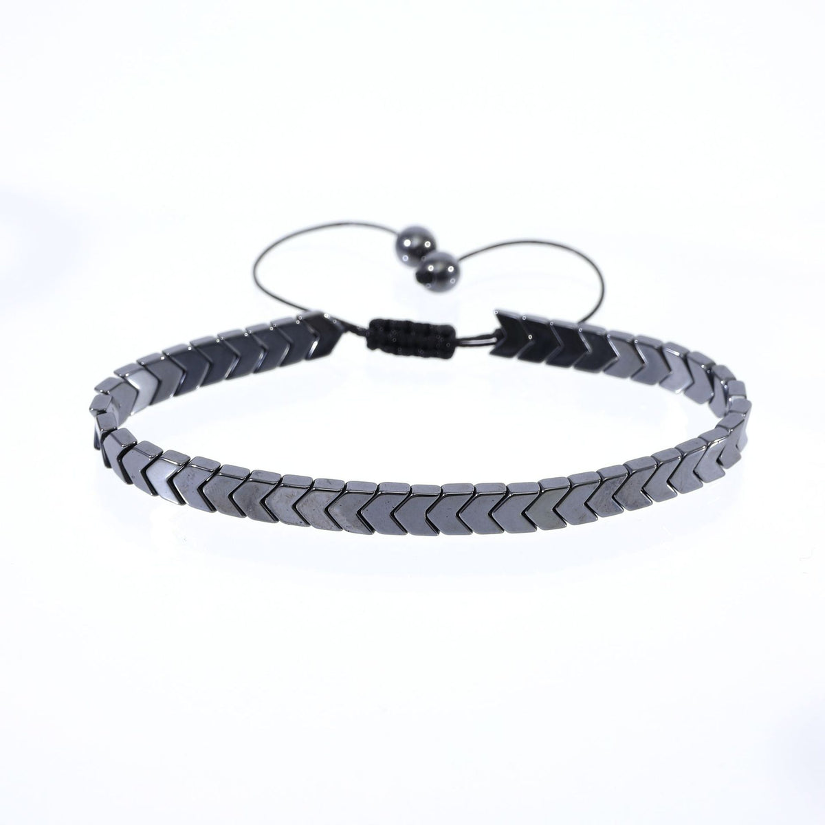 💎 Men's Black Stone Heart Bracelet