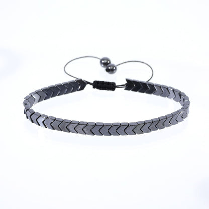 💎 Men's Black Stone Heart Bracelet