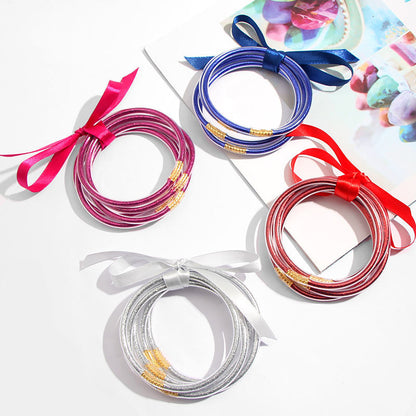 💎 Gold & Silver Glitter Bangle Set – 5 Pieces