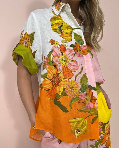 💎 Tropical Bloom Floral Two-Piece Pants Set