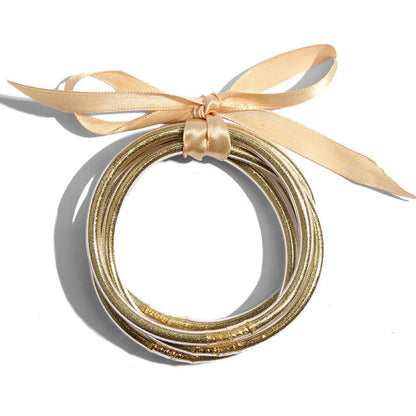 💎 Gold & Silver Glitter Bangle Set – 5 Pieces