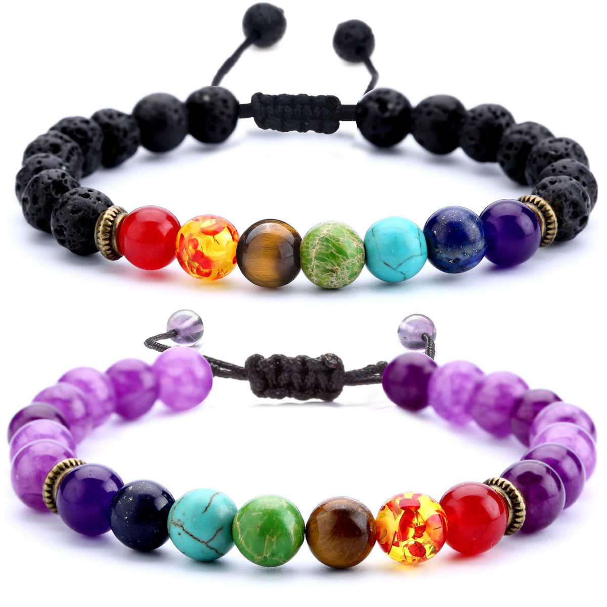 💎 Natural Lava Stone Chakra Bracelet