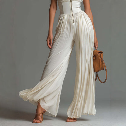 Ivory Luxe Pleated Jumpsuit