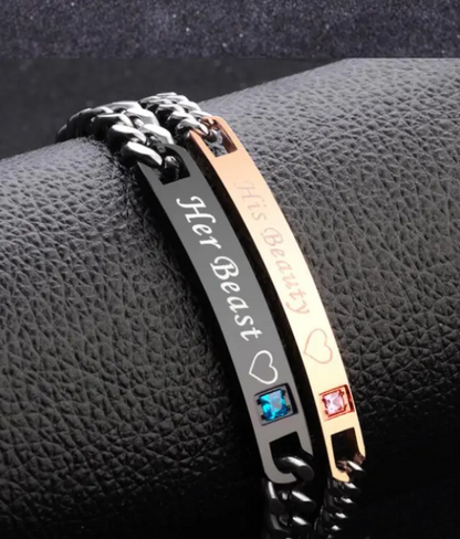 💎 Royal Heart & Crown Couples Bracelet