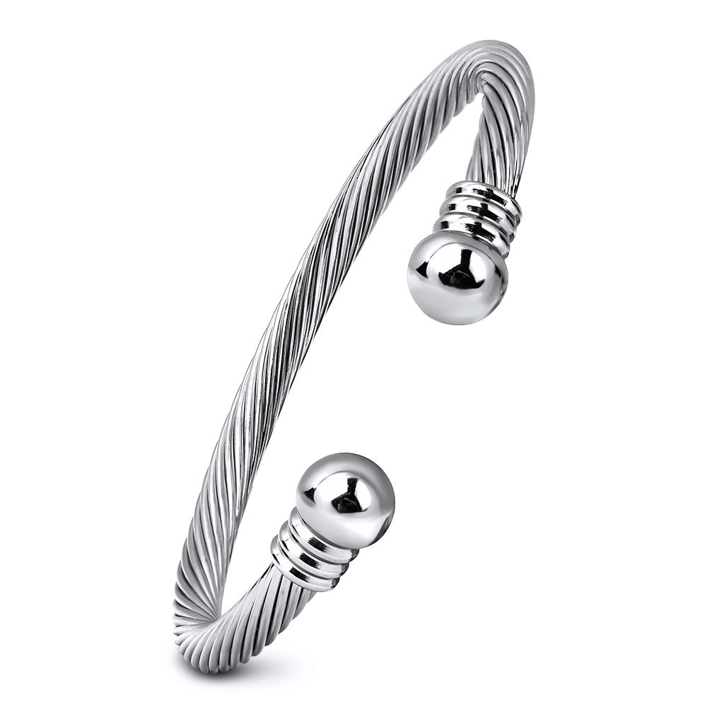 💎 Silver & Gold Cable Cuff Bracelet