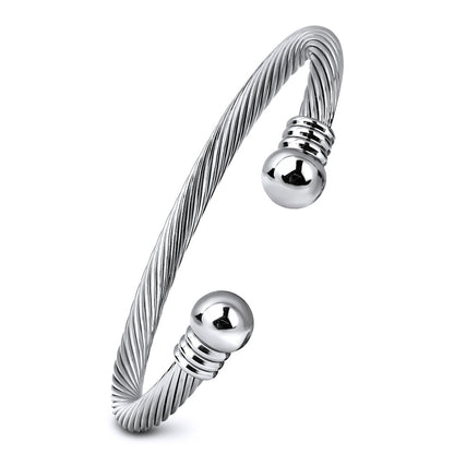 💎 Silver & Gold Cable Cuff Bracelet